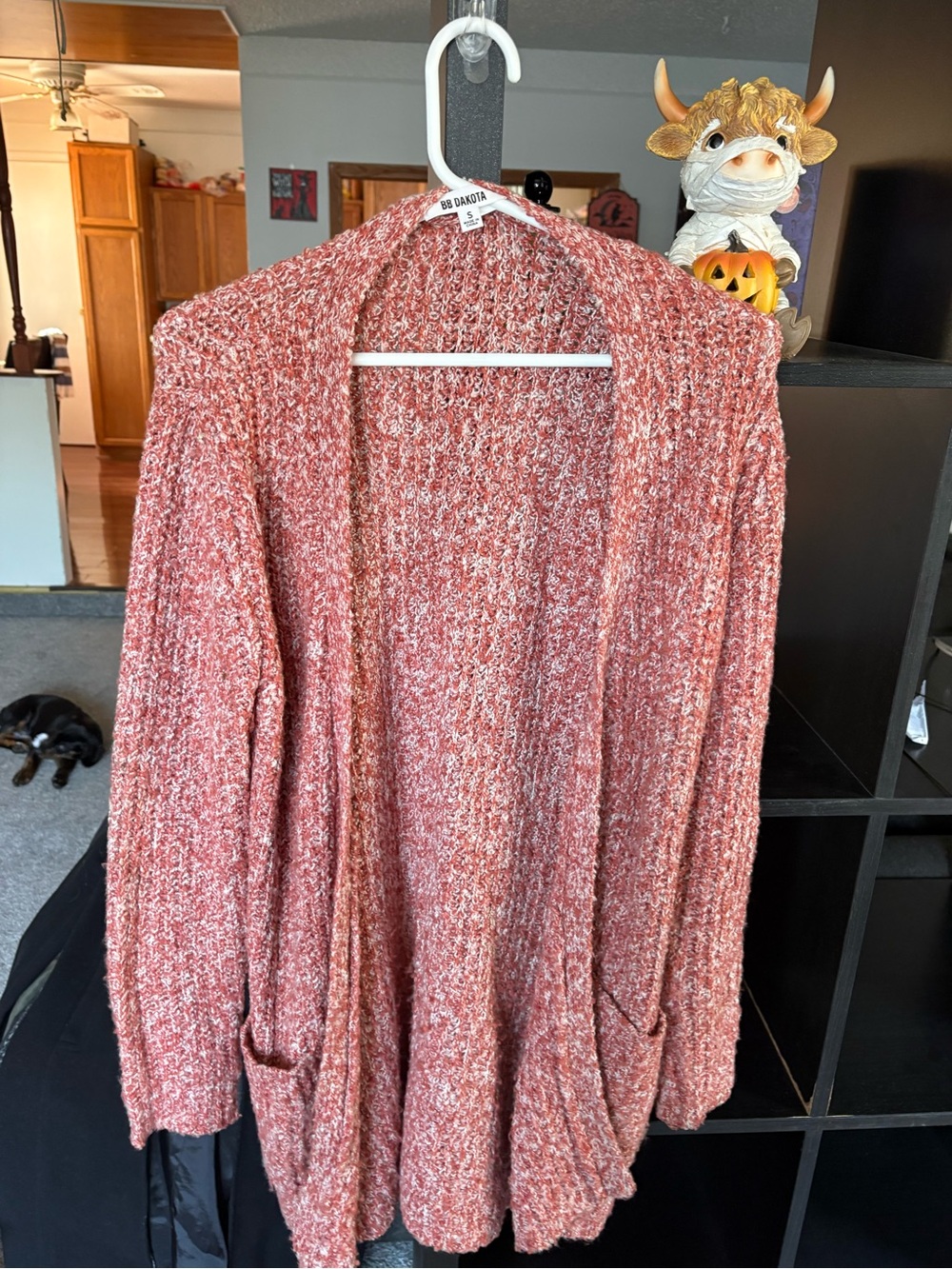 BB Dakota Marled Rust Open-Front Cardigan Sweater